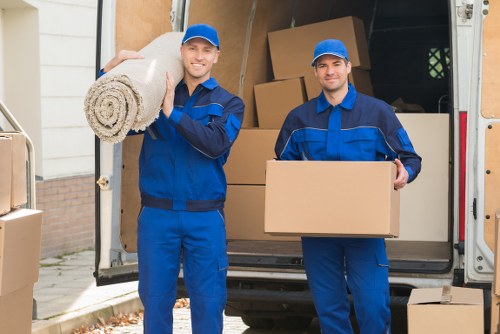 Professional man with van service completing a secure and careful move