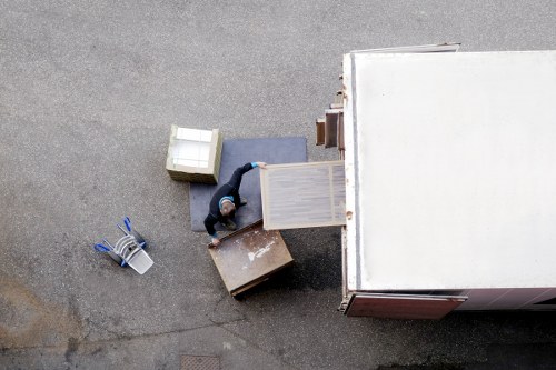 Secured van loaded with protected furniture and boxes